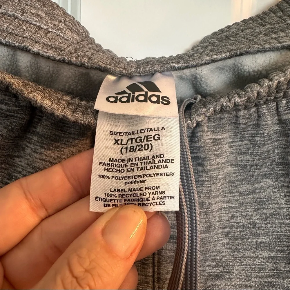 Adidas Youth Heather Gray with white stripes Joggers YXL 18/20